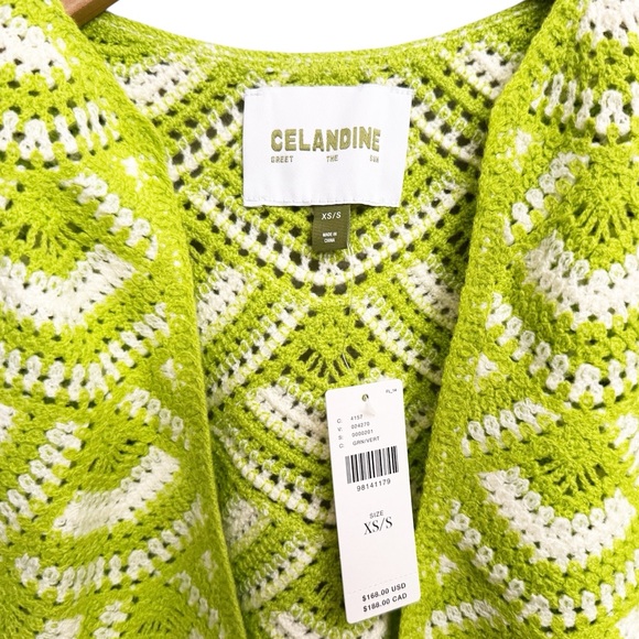 NWT Anthropologie Celandine Crochet Kaftan Cover Up Mini Dress Green XS/S - Picture 4 of 6
